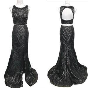 EUC - Blush Prom by Alexis Two Piece Embellished Gown